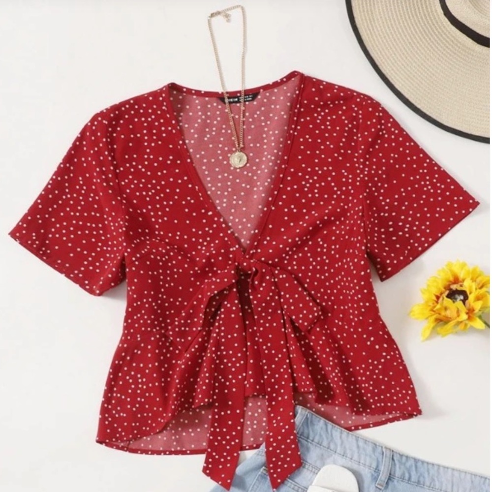 Tie Front Floral Peplum Top